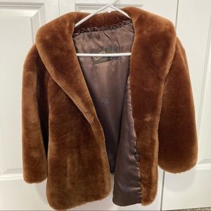 Vintage brown fur stole capelet one size